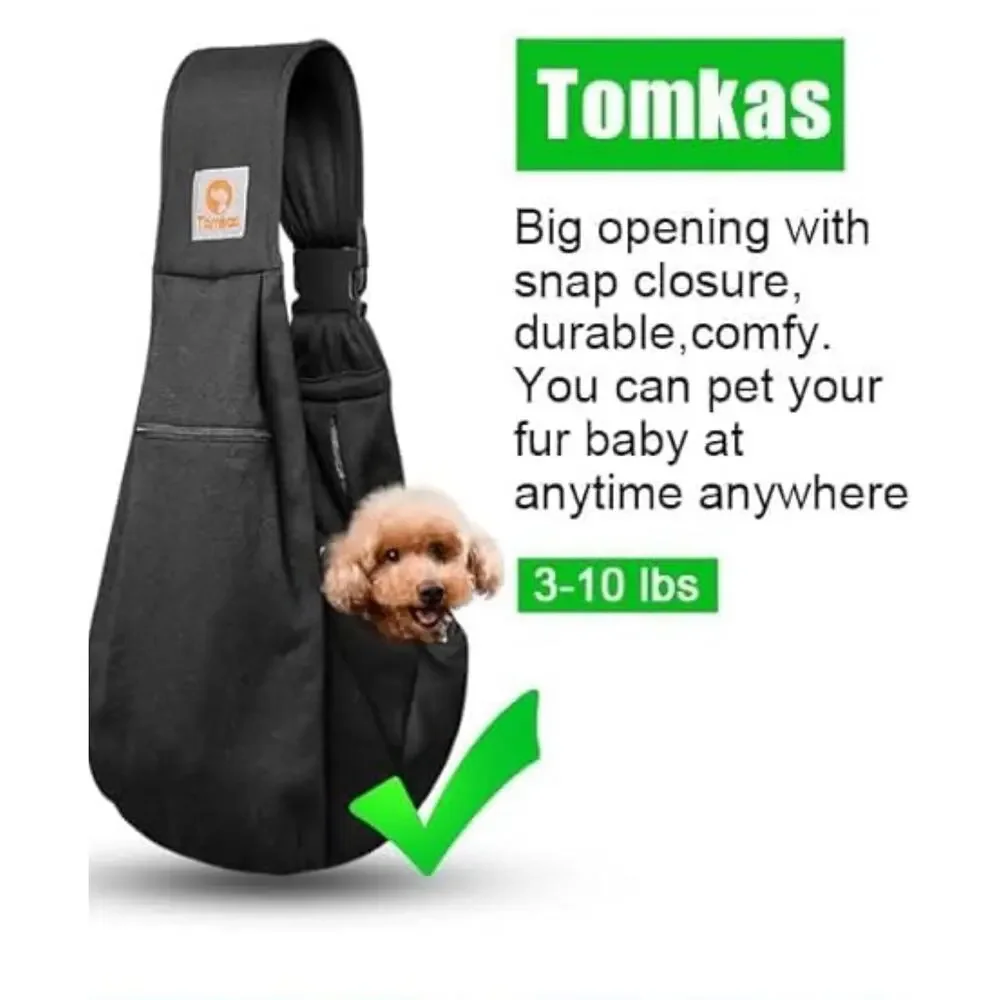 Tomkas Small Dog Sling Carrier with Zipper Pocket & Adjustable Strap Size Medium